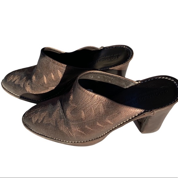 Donald J Pliner Bronze Leather Bozza Mule Clog Shoes 10 Western boot - Picture 12 of 13